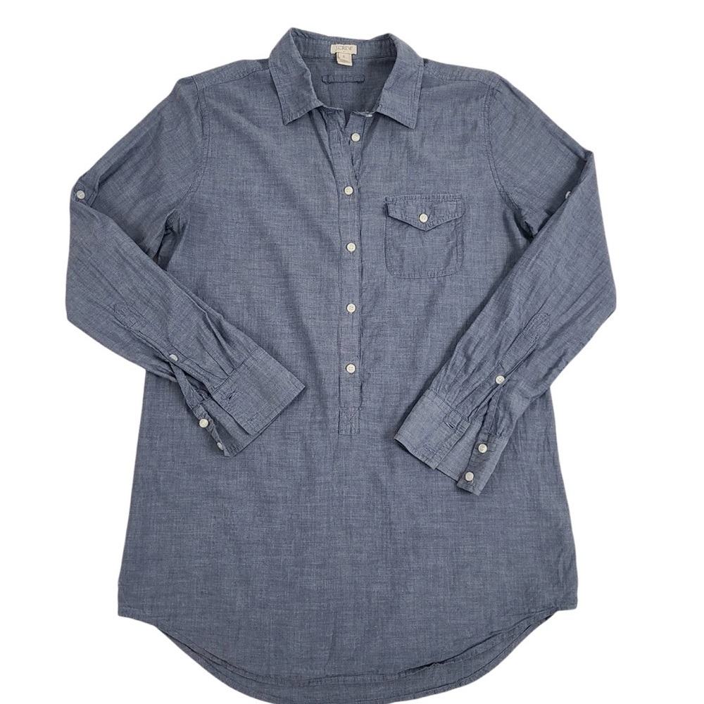 J. Crew Chambray Button-Down Tunic Blouse size M